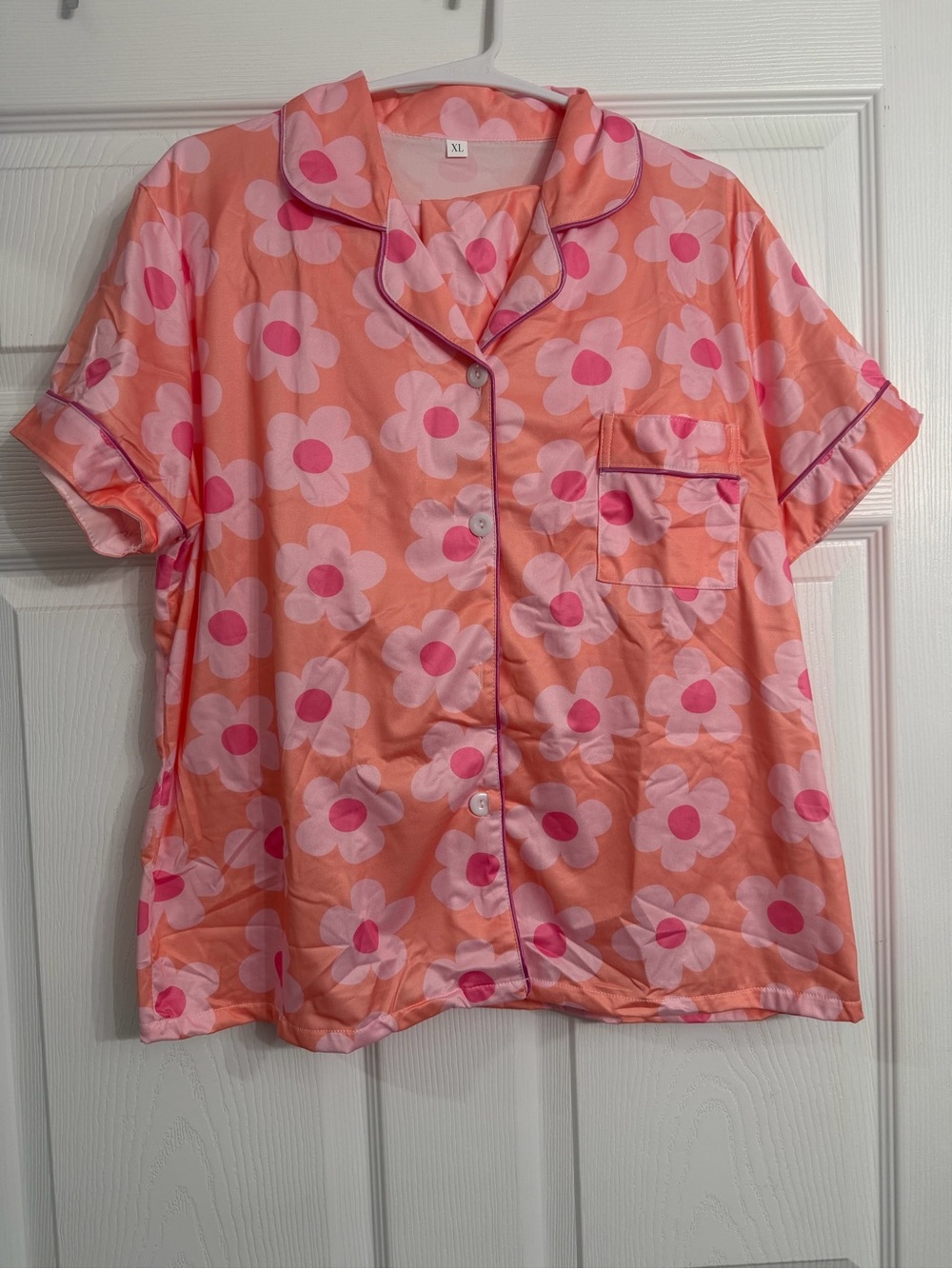 Women's Peach Floral Short-Sleeve Pajama Set